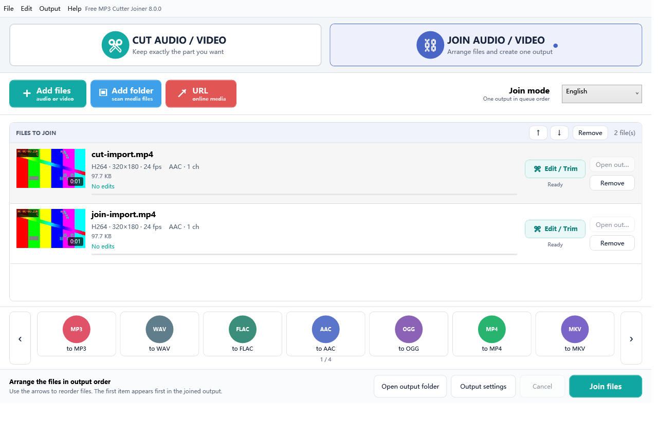 Free MP3 Cutter Joiner Join mode screenshot
