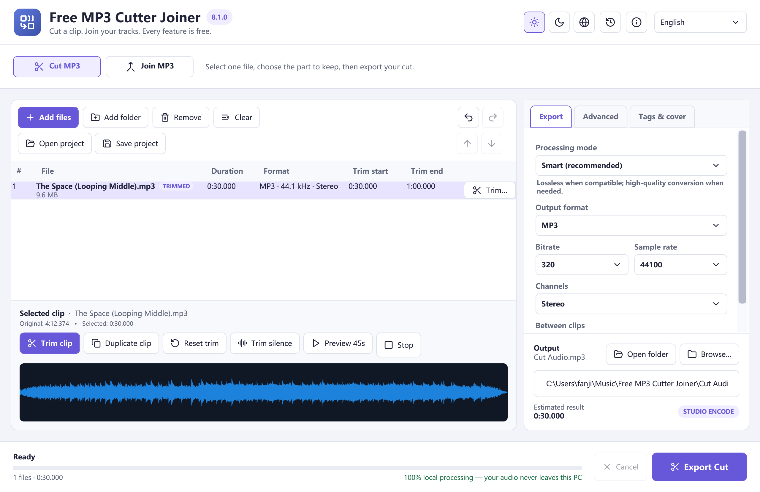 Free MP3 Cutter Joiner desktop application